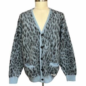 送料込み、即決　WACKO MARIA 22AW LEOPARD MOHAIR CARDIGAN LIGHT BLUE ワコマリア レオパードモヘヤカーディガン ライトブルー L