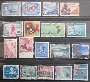 記念切手　未使用 1968 ～1960年発行うちの18種　　　10～30円　　裏糊の変色、シミ有