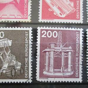 ドイツ普通切手  1975年 産業・技術・機械シリーズ  10～500Pf：ヘリコプター、リニアモーターカー,電波望遠鏡など  12種  使用済みの画像4