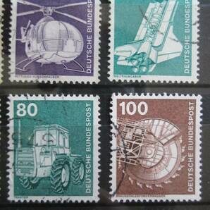 ドイツ普通切手  1975年 産業・技術・機械シリーズ  10～500Pf：ヘリコプター、リニアモーターカー,電波望遠鏡など  12種  使用済みの画像3