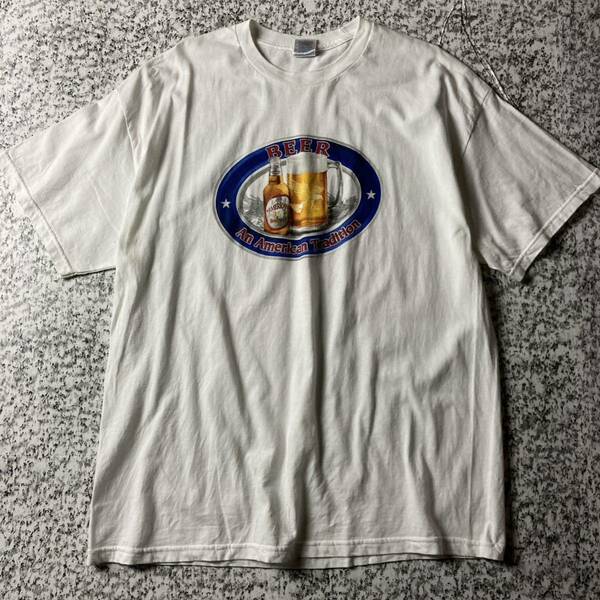 【90sメキシコ製】ビール　酒　ビンテージプリントTシャツ　ホワイト　XLサイズ 古着　半袖Tシャツ ヴィンテージ 