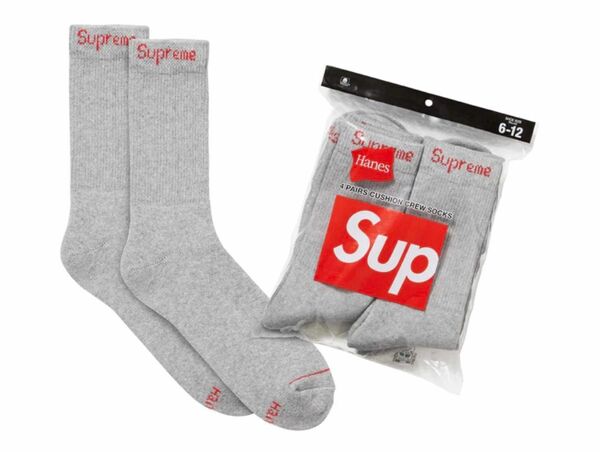 Supreme Hanes Crew Socks Heather Gray バラ売り