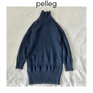 Pelleq オーバーサイズタートルニット　ネイビー　紺　36 S 長袖　ペレック　日本製　ウール　毛
