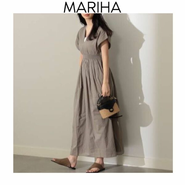 MARIHA 夏の光のドレス　グレー　カーキ　グリーン　緑　マキシ丈　マリハ　ワンピース リゾート　半袖　