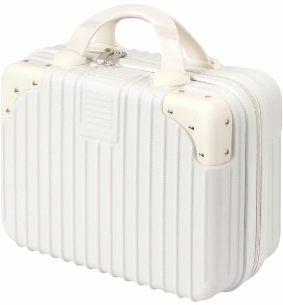 ミニスーツケース 化粧箱 スーツケース ハンドバッグ 機内持込 携帯 小格納 超軽量 (ホワイト 30.5×23×15cm)