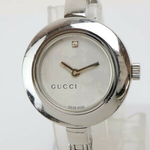 2402-548 グッチ クオーツ 腕時計 GUCCI YA105508 フローラ 1Pダイヤ シルバー文字盤 バングルタイプ 箱 説・保有り