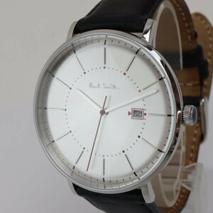 2402-587 ポールスミス クオーツ 腕時計 美品 Paul Smith 1008 日付 銀色文字盤 大きめ径 純正ベルト