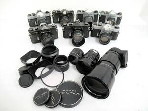 【ASAHI PENTAX/アサヒペンタックス】丑②20//35mmカメラ　8台まとめて/SP/SV/SL レンズ50mm/55mm/400mmなど