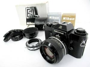 【Nikon/ニコン】丑①286//nikomat/EL/NIKKOR 50mm 1:1.4/エクステンションリング/フード付き/防湿庫保管