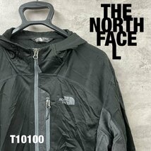 THE NORTH FACE ブラック レギュラー ジップアップ フーディー フード パーカー L/G ポイントロゴ RN61661 USA 海外輸入古着 T10100_画像1