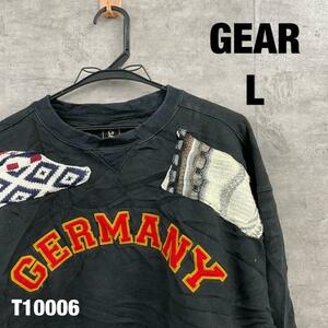 【中古】GEAR SPORTS ブラック スウェット トレーナー L 長袖 異素材 毛糸 GERMANY RN49314 USA 海外輸入古着 T10006