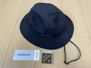 【中古品】シマノ SHIMANO GORE-TEX プリントレインハット CA-019T ブラック（帽子・キャップ・フリーサイズ）