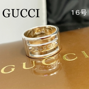 新品仕上 廃盤 グッチ GUCCI Gロゴ ボルト リング 指輪 シルバー 925 16号