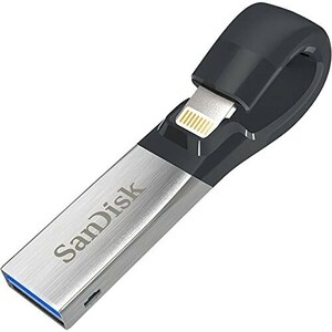 Y36-240223-110 SanDisk iXpand Slim フラッシュドライブ 128GB 未開封品 ライトニングケーブル用メモリ au+1 collection iPhone iPad用