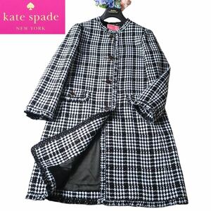  как новый! KATE spade Kate Spade весна до можно использовать! no color Mix твид длинное пальто обычная цена 92,000 иен 