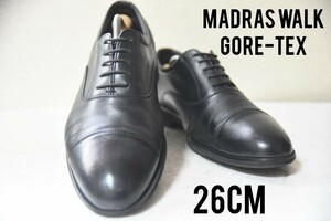 定価2万900円 100円スタート！【madras Walk】マドラスウォークGORE-TEX 軽量 防水 ストレートチップ 牛革 紳士靴 ブラック 26cm