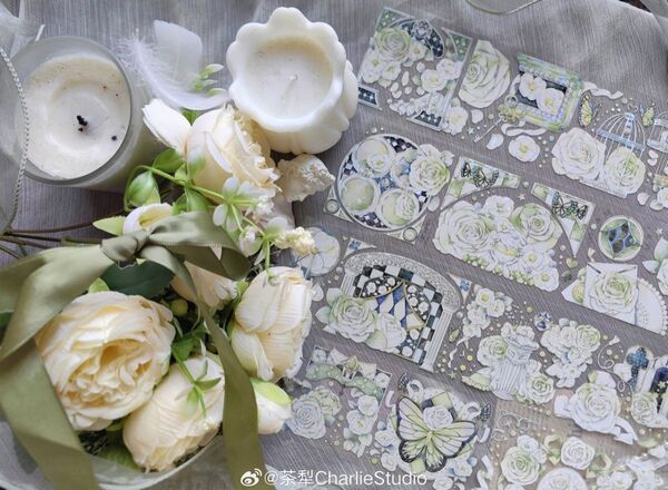 海外マスキングテープ 1ループ 100cm charlie studio royal white 海外マステ