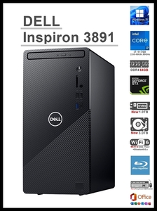 ★DELL Inspiron3891/i7-11700 8コア/RAM 64GB/新品NVMe SSD1TB/新品HDD3TB/GTX1650SUPER 4GB/WiFi6/Blu-ray/USB3.2/Office2021/Win11Pro★