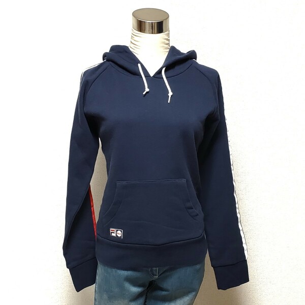 FILA フィラ レディース ネイビー フード付きパーカー LADY FILA ロゴ サイズM（約S～Mサイズ相当） タグ付き未使用品