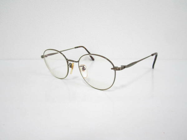 柿◆ビンテージ　レトロ　MELROSE　MR-337　メルローズ　彫刻細工　ボストン型　メタリックオリーブ系　眼鏡　中古品