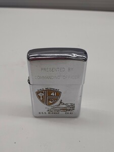 ZIPPO ジッポー USS MIDWAY CV41 アメリカ海軍 シルバーカラー オイルライター 喫煙具 中古品 ジャンク品　み