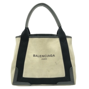  Balenciaga BALENCIAGA большая сумка 339933 темно-синий бегемот sS парусина × кожа слоновая кость × чёрный сумка 