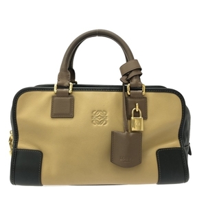 Loewe Loewe Sumbag Amasona 28 Кожаный бежевый x Black x темно -коричневая сумка