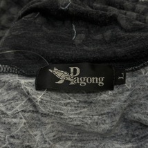 パゴン pagong 長袖カットソー サイズL - ダークグレー×グレー×白 レディース タートルネック トップス_画像3