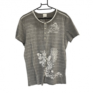 ディーゼル DIESEL 半袖Tシャツ サイズM - グレー×白 メンズ クルーネック/ボーダー トップスの画像1