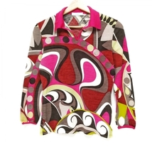 エミリオプッチ EMILIO PUCCI 長袖セーター サイズ44 L - ピンク×グレーベージュ×マルチ レディース その他 襟 トップス_画像1