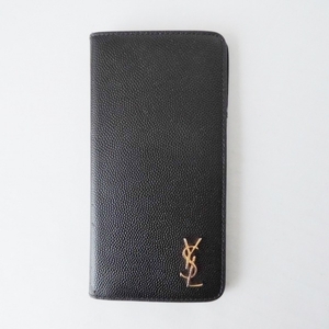 サンローランパリ SAINT LAURENT PARIS 携帯電話ケース 559349 - レザー 黒×ゴールド IPHONE 8 財布