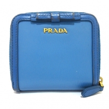 プラダ PRADA 2つ折り財布 1ML522 - レザー ライトブルー リボン/ラウンドファスナー 財布_画像1