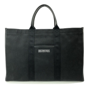 バレンシアガ BALENCIAGA トートバッグ 671403 ハードウェア トート キャンバス×レザー 黒 バッグ