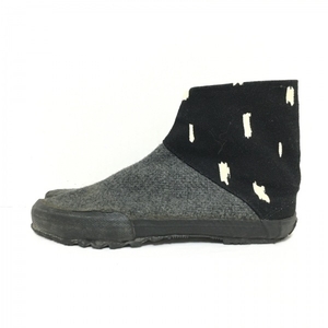  saw saw SOU*SOU short boots 23 - wool × canvas dark gray × black × ivory lady's tabi shoes 