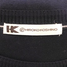 ヒロココシノ HIROKO KOSHINO 半袖セーター サイズ42 L - ダークネイビー×白 レディース クルーネック/ボーダー トップス_画像3