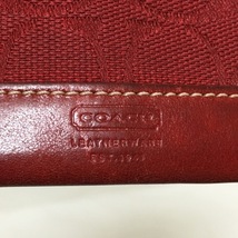 コーチ COACH コインケース シグネチャー柄 ジャガード×レザー レッド キーリング付き 財布_画像4