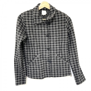  Agnes B agnes b size 1 S - light gray × black lady's long sleeve / check pattern / autumn / spring beautiful goods jacket 