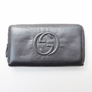 グッチ GUCCI 長財布 308280 ソーホー レザー 黒 ラウンドファスナー 財布