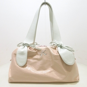 キタムラ KITAMURA ボストンバッグ - エナメル（レザー）×レザー ライトピンク×白 本体ロックなし バッグの画像1