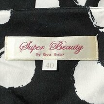 スーパービューティー SUPERBEAUTY サイズ40 M - 黒×白 レディース クルーネック/半袖/ひざ丈/ドット柄/ビジュー/リボン ワンピース_画像3