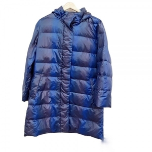プリーツプリーズ PLEATS PLEASE ダウンコート サイズ3 L - ブルー×ネイビー レディース 長袖/冬 コート