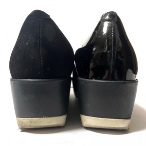 カンペール CAMPER パンプス 38 - ヌバック×エナメル（レザー） 黒 レディース ウェッジソール 靴の画像3