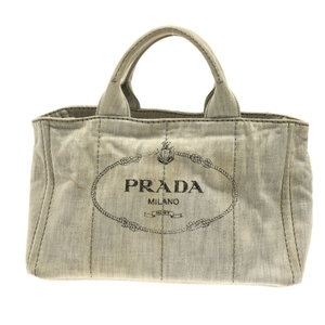 プラダ PRADA トートバッグ B2642B CANAPA デニム 白×グレー バッグ