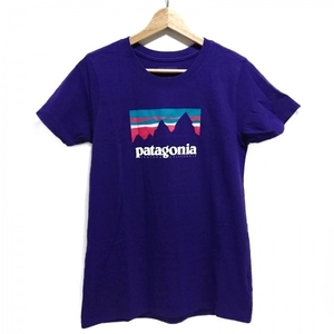 パタゴニア Patagonia 半袖Tシャツ サイズS - パープル×ブルーグリーン×マルチ レディース クルーネック トップス