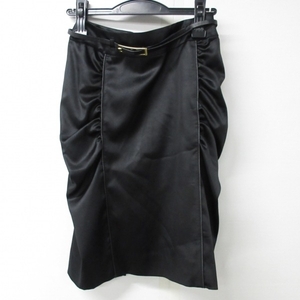 エポカ EPOCA スカート サイズ38 M - 黒 レディース ひざ丈/フェイクレザー/ベルト付き 美品 ボトムス