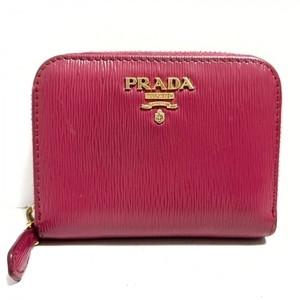プラダ PRADA コインケース - レザー レッド ラウンドファスナー 財布