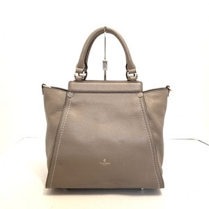 ペレボルサ PELLE BORSA ハンドバッグ - レザー グレーベージュ 3way 美品 バッグ