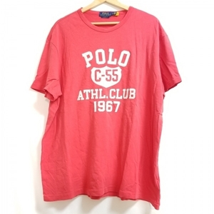 ポロラルフローレン POLObyRalphLauren 半袖Tシャツ サイズLG L - レッド×白 メンズ クルーネック トップス