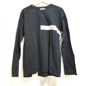 ヨウジヤマモト yohjiyamamoto 長袖Tシャツ サイズ3 L - 黒×白 メンズ クルーネック/POUR HOMME/刺繍 トップス