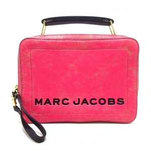 マークジェイコブス MARC JACOBS ハンドバッグ ザ ボックス カラーブロックド 23 レザー ピンク×黒 ヴィンテージ加工 美品 バッグ